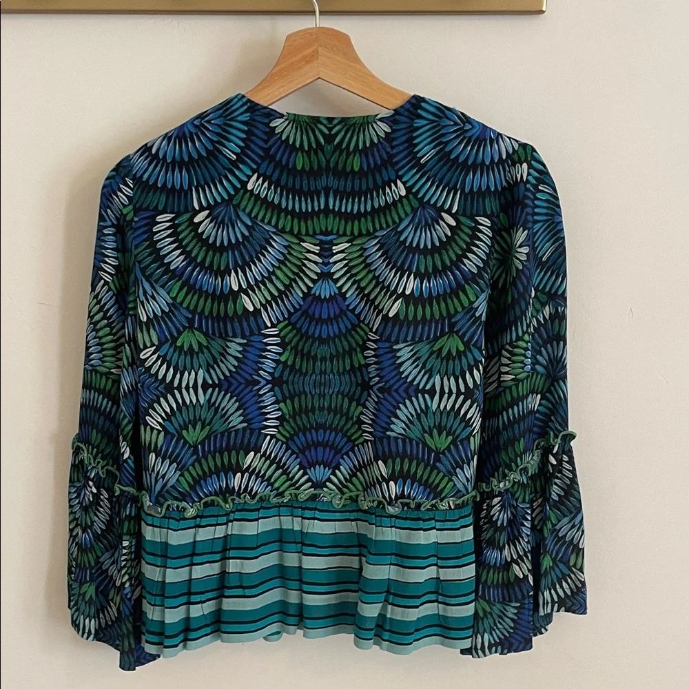 Colorful Patterned Open Front Jacket - Picture 8 of 9